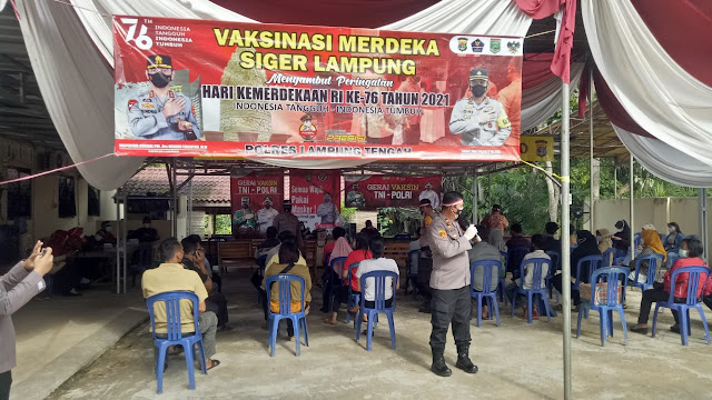 Polres Lampung Tengah Menggelar Giat Tiga Hari Gerai Vaksin Merdeka 
