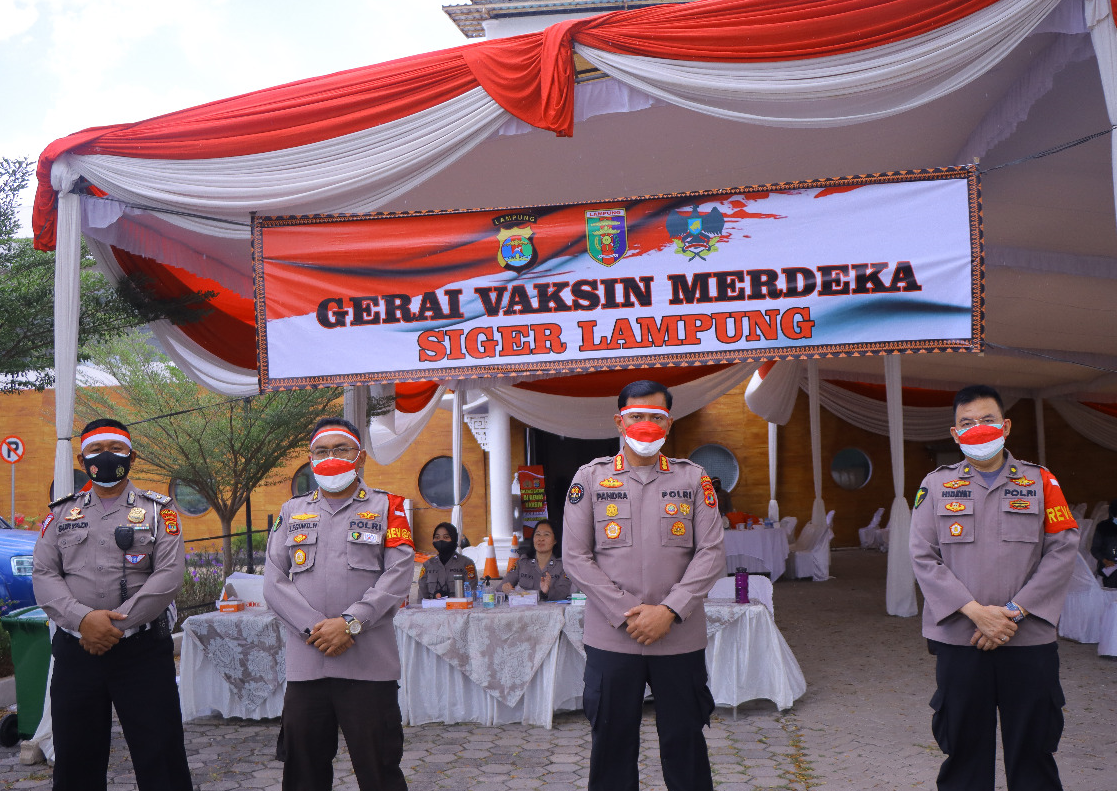 Menyambut Hari Kemerdekaan RI ke-76, Polda Lampung Gelar Vaksinasi Merdeka Siger Lampung