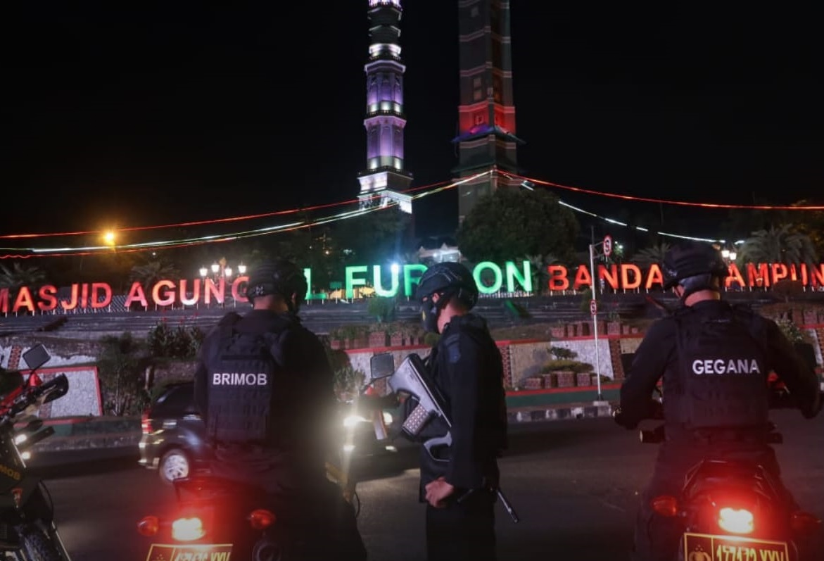 Gegana Lampung Pantau Situasi Kamtibmas dengan Laksanakan Patroli