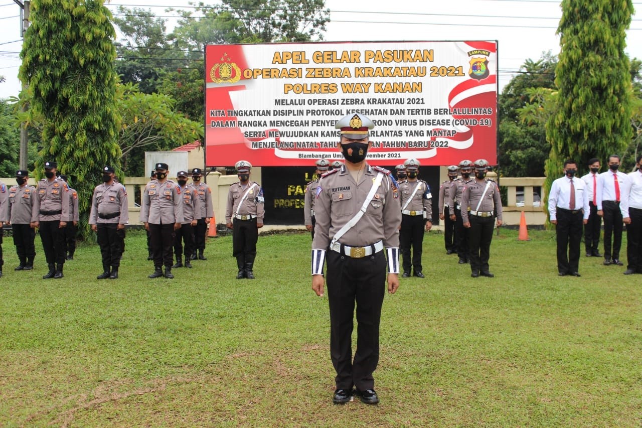 Jelang Natura, Polres Way Kanan Gelar Apel Pasukan Ops Zebra Krakatau 2021