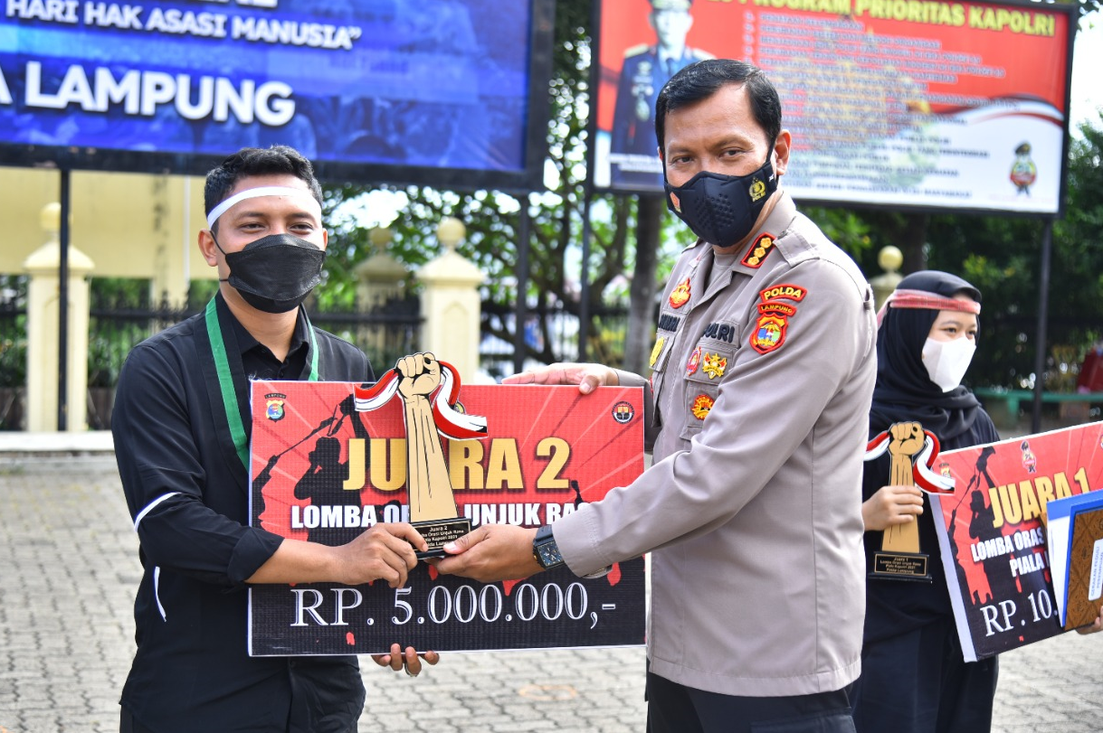 Lomba Orasi Unras Piala Kapolri 2021 Polda Lampung  Sukses, Ini Pemenangnya
