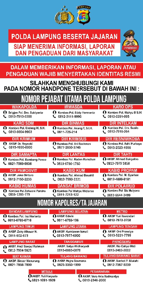 Polda Lampung buka layanan, informasi pengaduan masyarakat secara langsung kepada Pimpinan Polda Lam