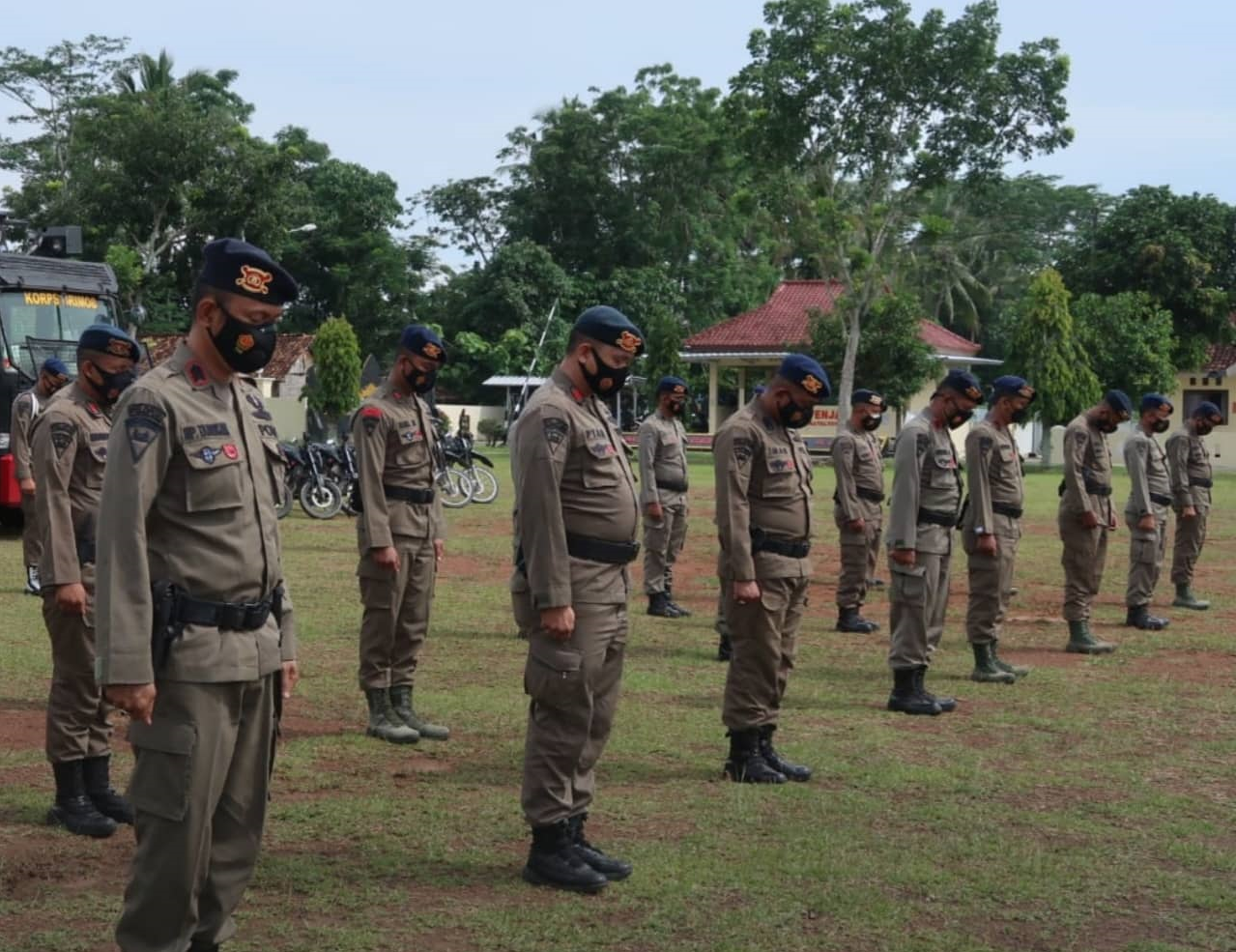 Batalyon B Pelopor Siapkan Pasukan 1 SSK dalam PAM Muktamar NU Ke - 34 di Lampung Tengah. 