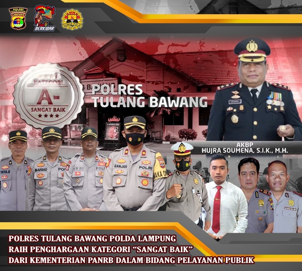 Polres Tulang Bawang Raih Penghargaan Yanlik Dari Kementerian PANRB