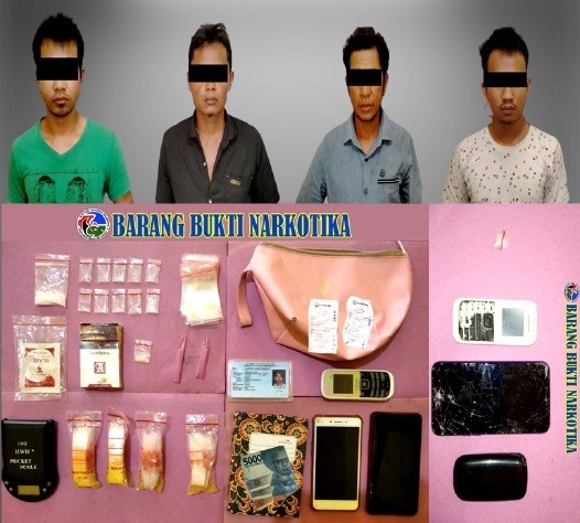 Diduga Edarkan Sabu, Empat Pelaku Dari Luar Way Kanan Diamankan Polres Way Kanan
