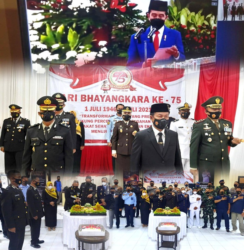Hari Bhayangkara Ke 75, Polres Lampung Utara Gelar Upacara Virtual dan Syukuran