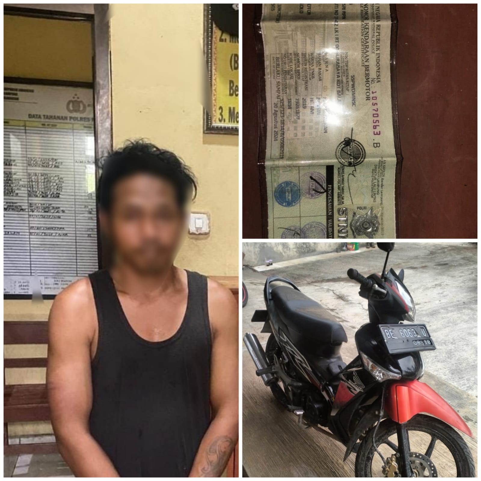 Pura-Pura Pinjam Motor, Pelaku Curas Berhasil Diringkus Polsek Gedong Tataan Polres Pesawaran