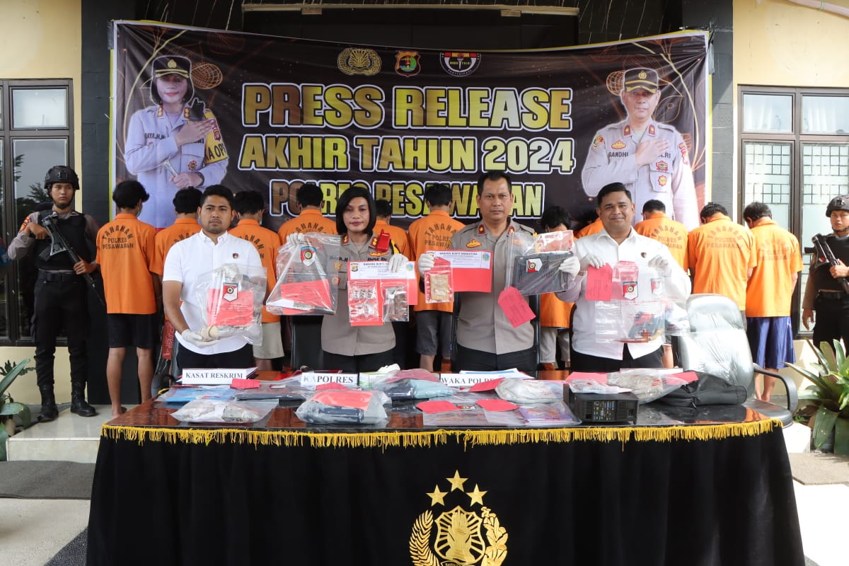 Polres Pesawaran Gelar Press Release Akhir Tahun 2024, Ungkap Kasus Hingga Capaian Prestasi