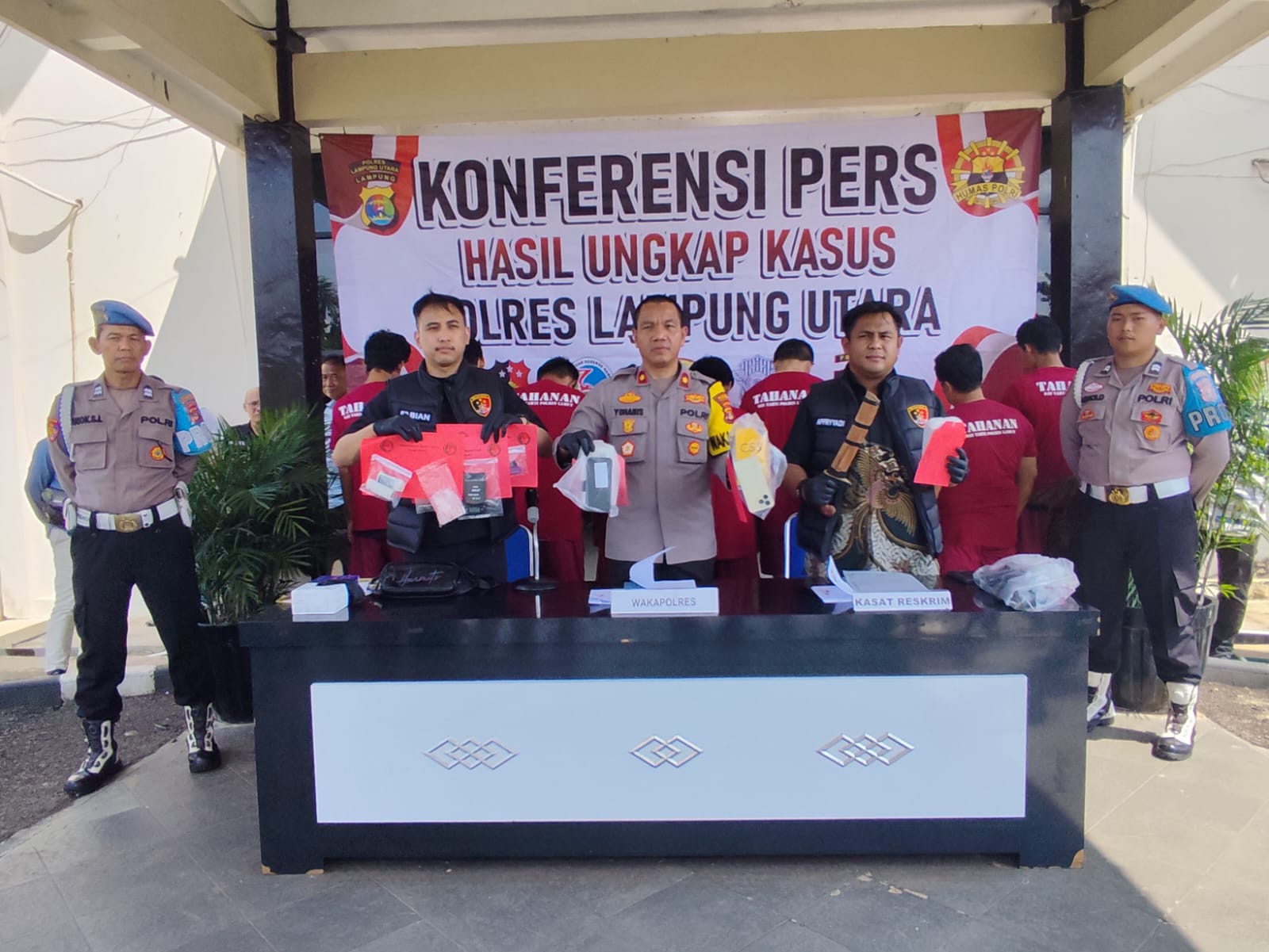 Ops Cempaka Krakatau, Polres Lampung Utara Ungkap 7 Kasus 3C dan 1 Kasus Narkoba, Amankan 10 Pelaku