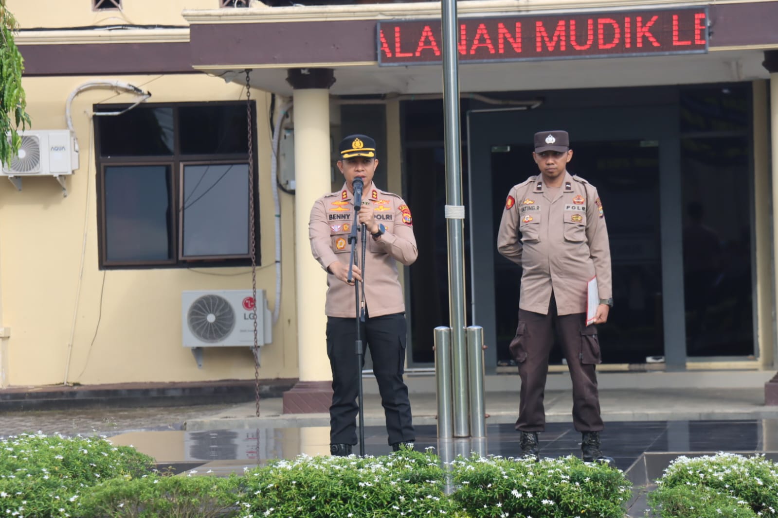 Jelang Sertijab, Kapolres Lampung Timur Pimpin Apel Pagi dan Berikan Pesan kepada Personel