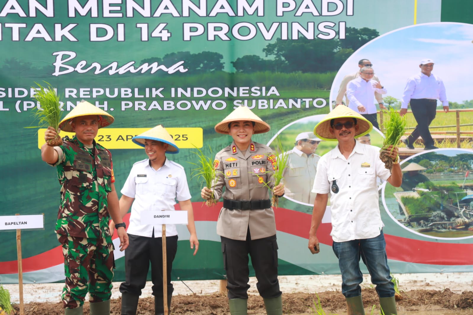 Kapolres Lampung Timur Hadiri Gerakan Tanam Padi Serentak di Desa Siraman