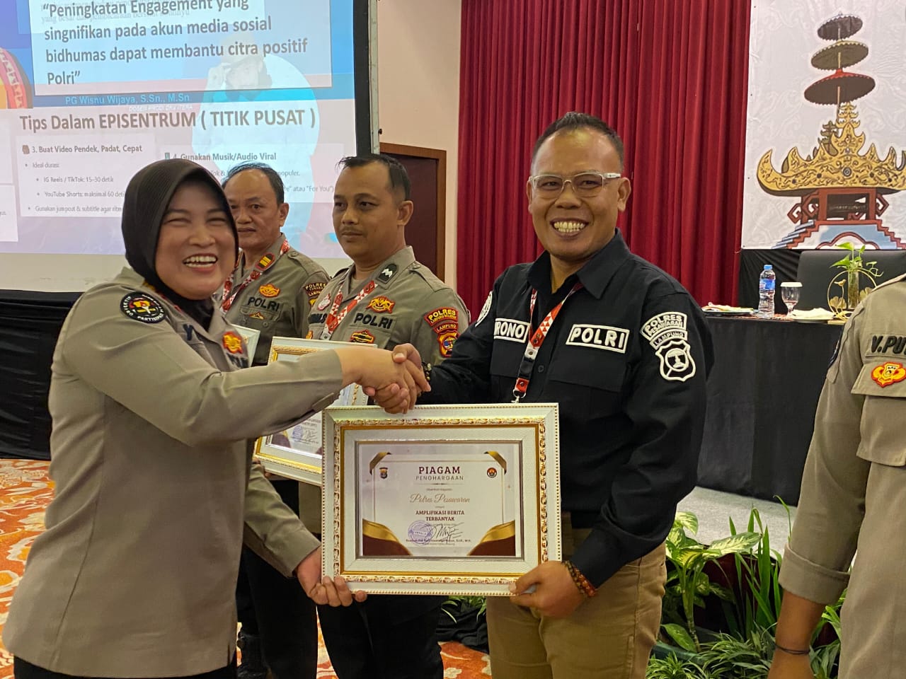 Rakernis Bidhumas Polda Lampung: Polres Pesawaran Raih Penghargaan Atas Prestasi Amplifikasi Berita Terbanyak