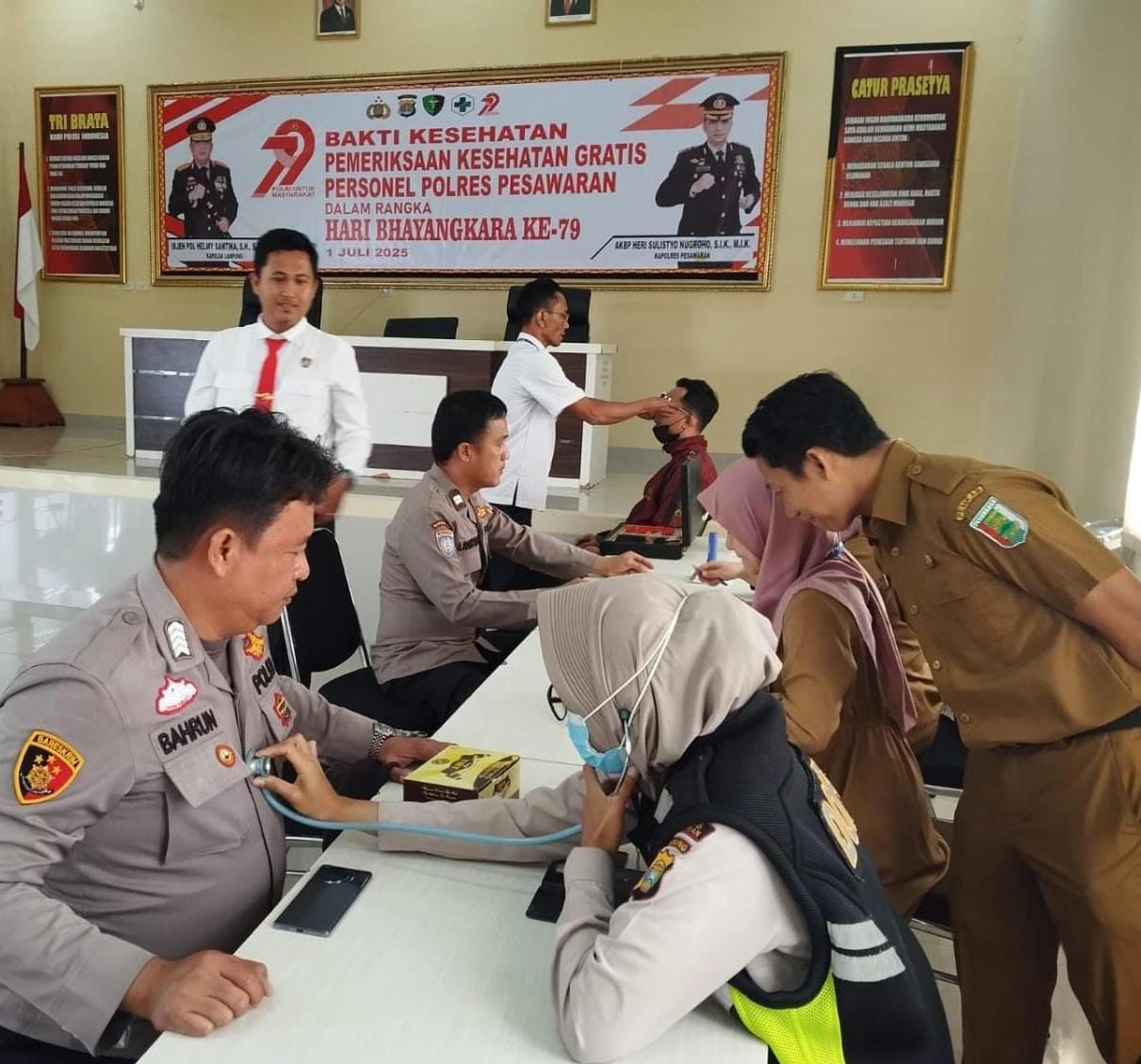 Sidokkes Polres Pesawaran Gelar Cek Kesehatan Gratis, Wujud Nyata “Polri untuk Masyarakat” di Hari Bhayangkara ke-79