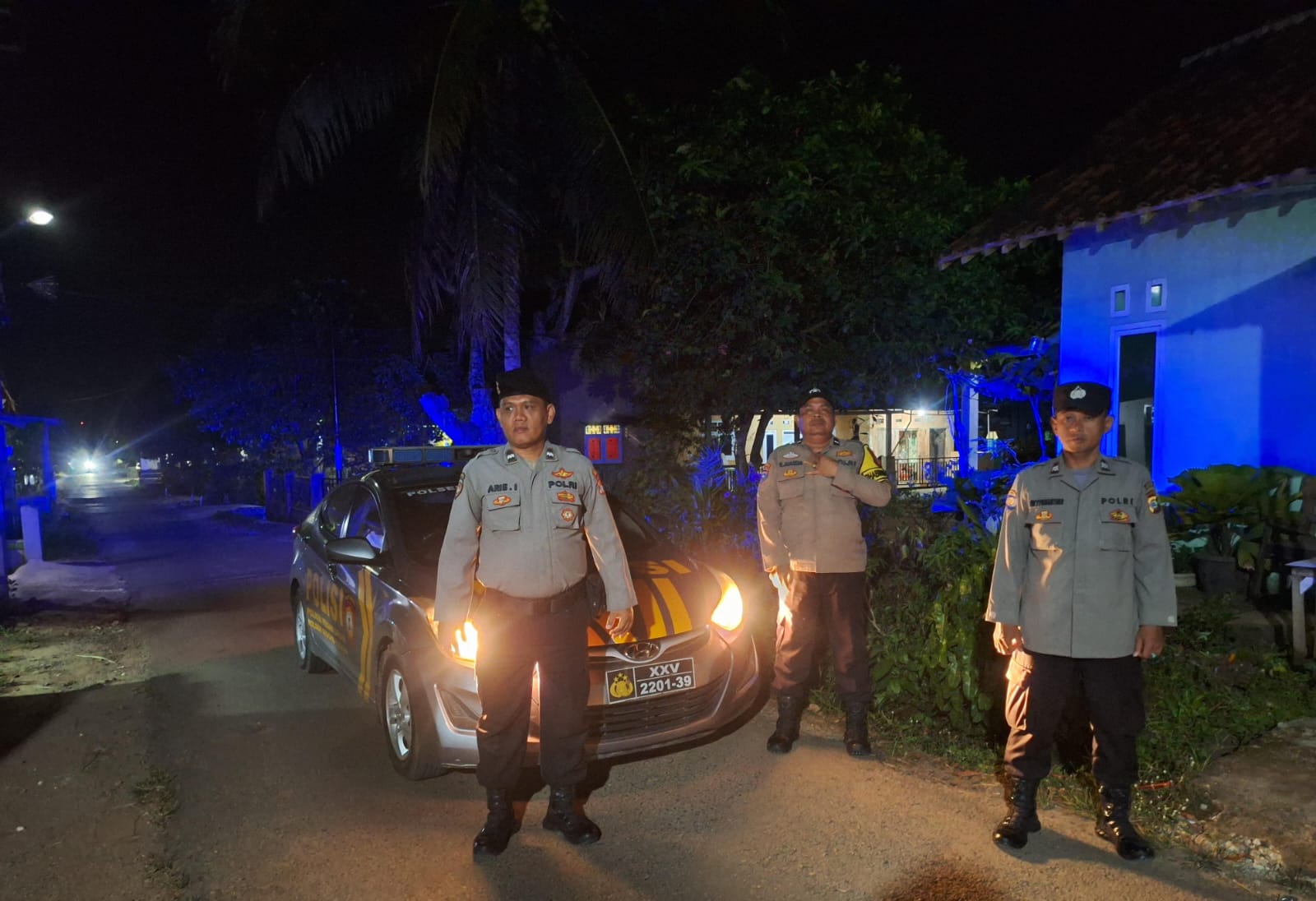 Tingkatkan Keamanan Wilayah, Polsek Gedong Tataan Terjunkan Personel Patroli Malam