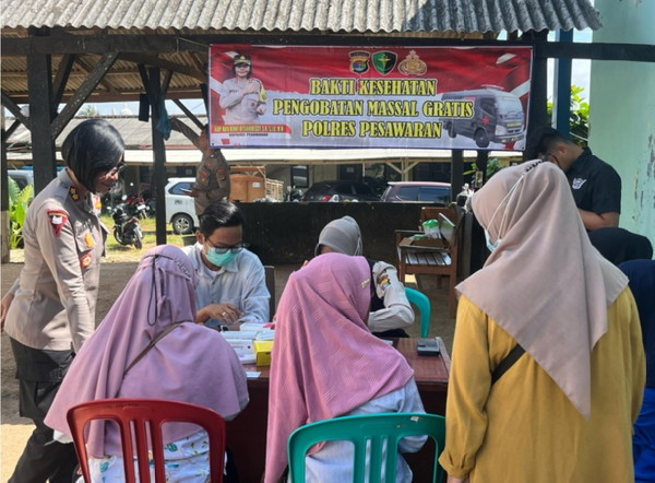 Polri Untuk Masyarakat: Polres Pesawaran Gelar Bhakti Kesehatan, warga antusias Terima Layanan Gratis