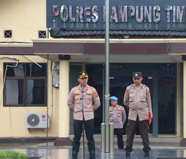 Pimpin Apel Pagi, Kapolres Lampung Timur : Selalu Siap Siaga  dan Tanggap Bencana