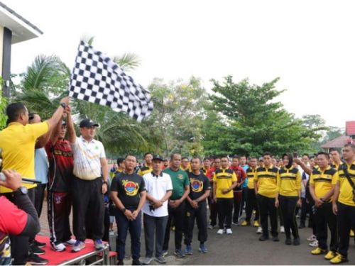 Meriahkan Hari Bhayangkara ke-79, Polres Pesawaran Gelar Olahraga Bersama Lintas Instansi