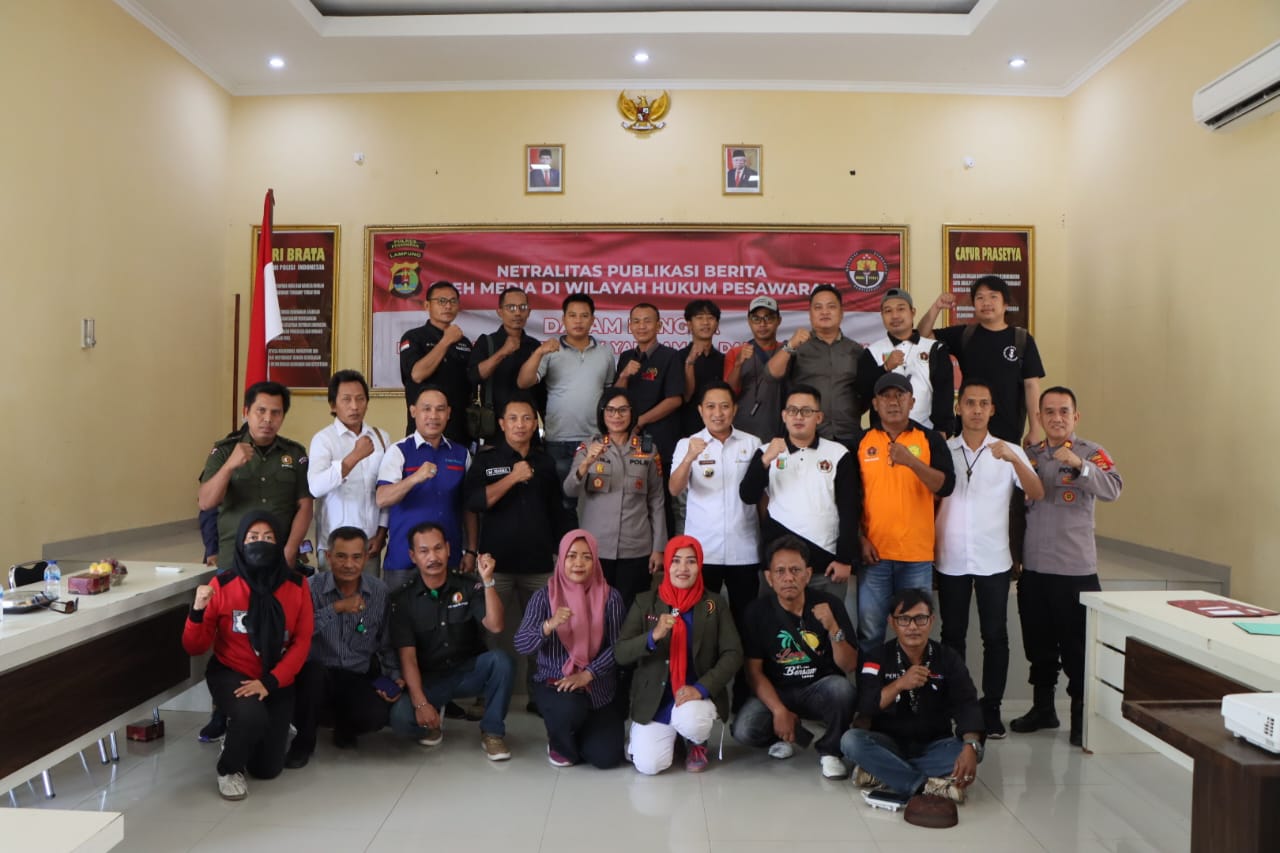 Polres Pesawaran dan Insan Pers Bersatu untuk Menjaga Keamanan Pemilu Damai Aman Dan Sejuk Tahun 2024
