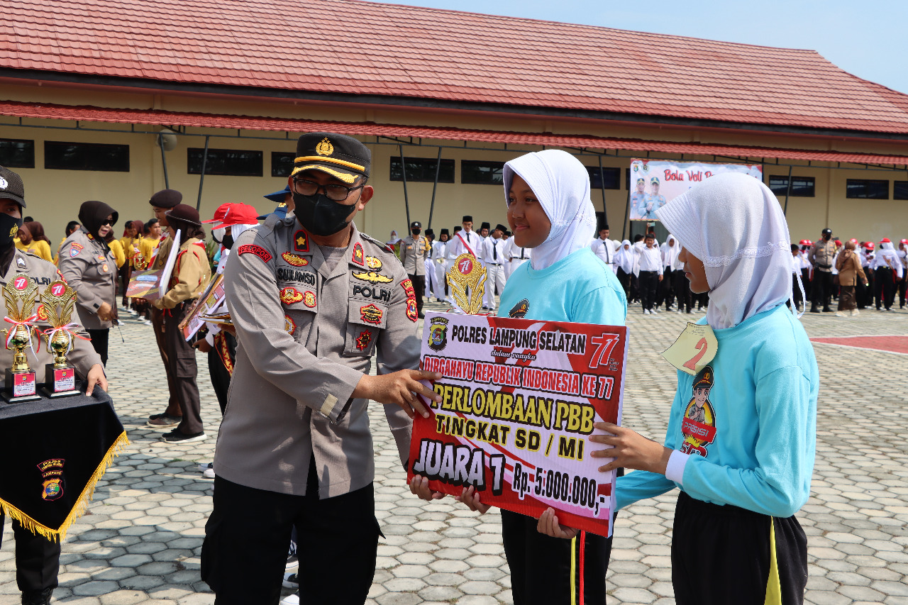 HUT RI ke 77, Polres Lampung Selatan Gelar lomba PBB tingkat SD dan SMP