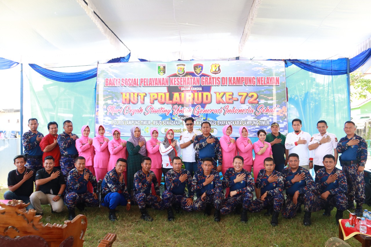 Sambut HUT Polairud Ke-72, Sat Polairud Polres Lamtim Gelar Baksos Kesehatan