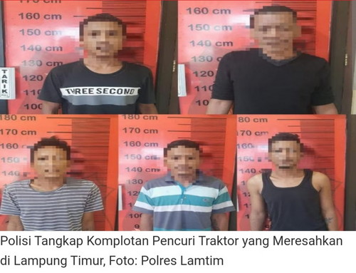 Meresahkan Warga, Komplotan Pencuri Traktor Berhasil Diringkus Polres Lampung Timur
