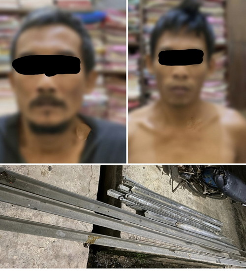 Tekab 308 Presisi Polres Mesuji amankan 2 Pelaku Curat 28 Batang Besi Siku Milik PT. PLN