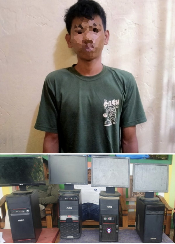 Pengangguran Gondol Komputer, di Cokok TEKAB 308 Polres Lampung Selatan.