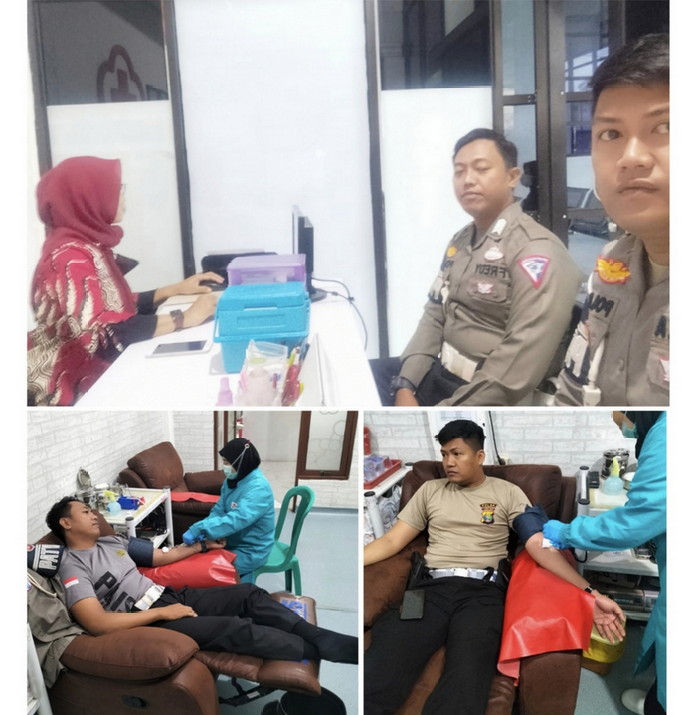 Mendadak Pasien butuh transfusi darah, Stok darah di PMI habis, Sat Lantas Polres Metro melakukan donor darah