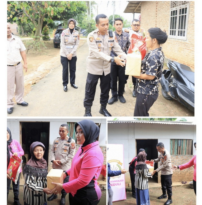 Kapolres Metro Bersama Ketua Bhayangkari Cab Metro Berikan Bansos Kepada Warga Kurang Mampu