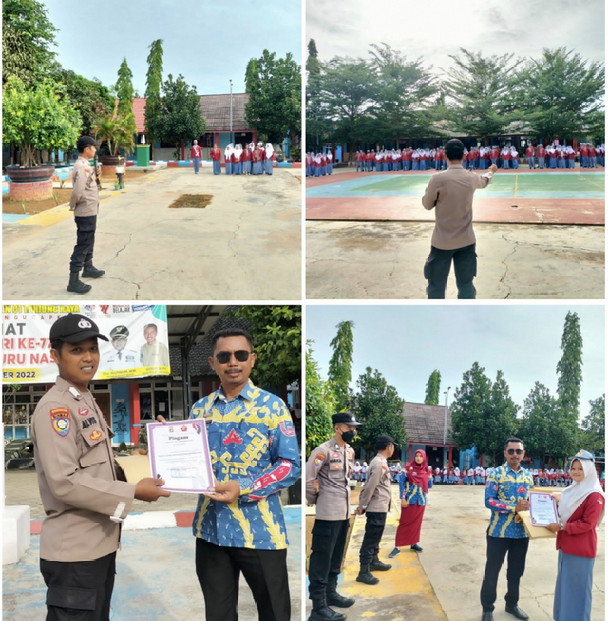 Menjadi Inspektur Upacara, Kaur Mintu sat Binmas Polres Mesuji Berikan Binluh di SMA N 01