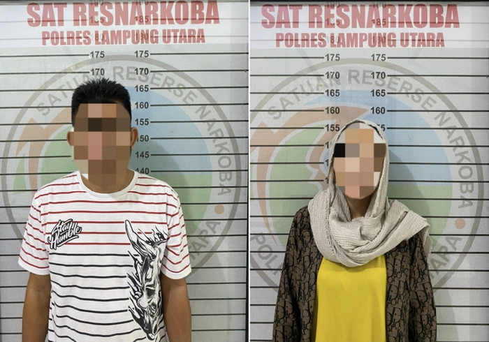 Pasangan suami isteri paruh baya di amankan Satres Narkoba Polres Lampung Utara