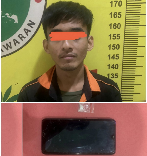 Tertangkap Tangan Membawa Sabu, Seorang Pemuda Diamankan Sat Resnarkoba Polres Pesawaran
