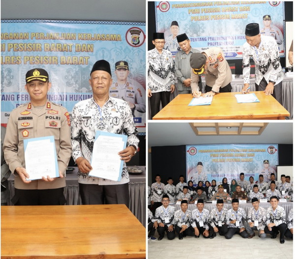Kapolres tanda tangani Perjanjian Kerjasama PGRI Pesisir Barat dan Polres Pesisir Barat