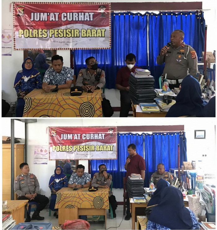 Hari Jumat para guru SMP N 2 Pesisir Barat curhat dengan polres Pesisir Barat