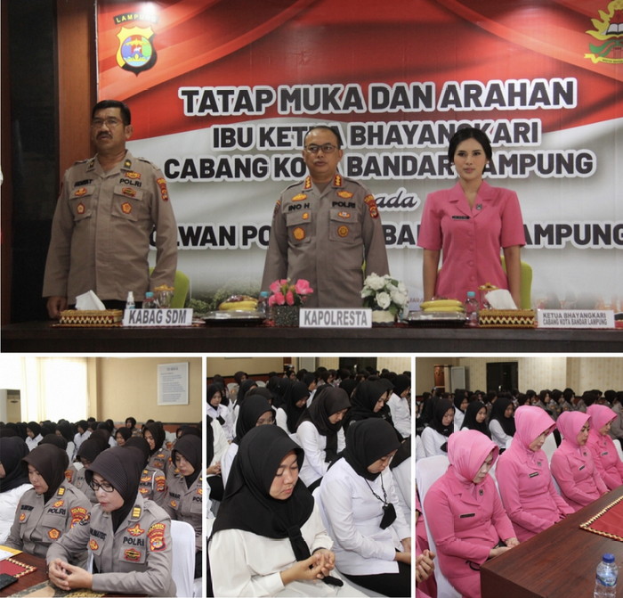 Kapolresta Bersama Ibu ketua Bhayangkari Cabang Kota Bandar Lampung Berikan Arahan Kepada Polwan dan Bhayangkari