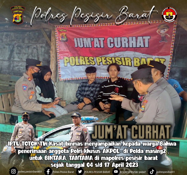 Jumat Curhat Polres Pesisir Barat dengan masyarakat