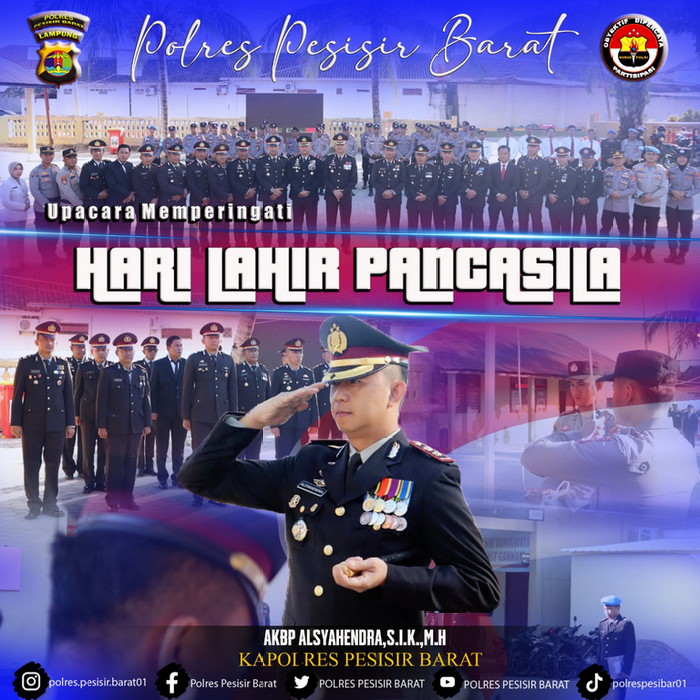 Polres Pesisir Barat melaksanakan upacara dalam rangka memperingati hari lahir Pancasila