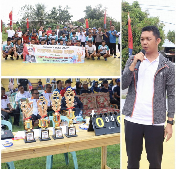 Hari Bhayangkara ke 77 Kapolres Pesisir Barat membuka Turnamen Bola Volley Kapolres Cup