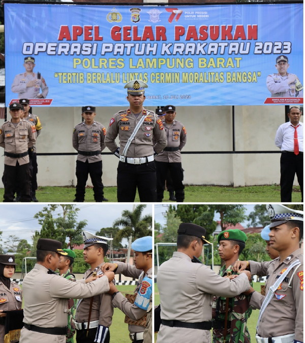 Kapolres Lampung Barat pimpin Apel gelar pasukan Operasi Patuh Krakatau 2023