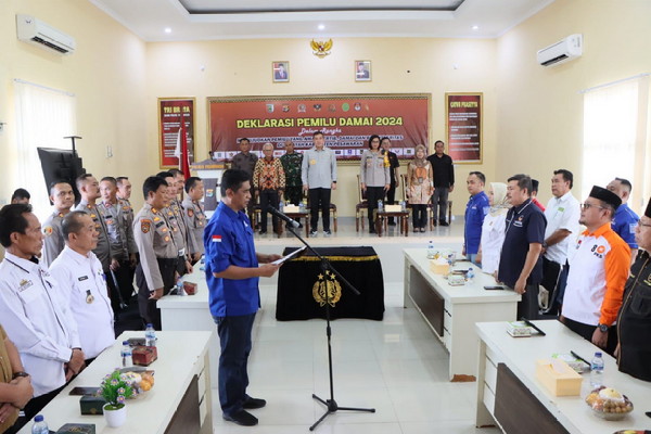 Jelang Pemilu 2024: Polres Pesawaran Gelar Deklarasi Pemilu Damai 2024