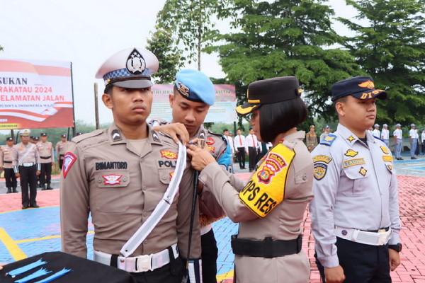 Polres Pesawaran Melaksanakan Apel Gelar Pasukan Operasi Keselamatan Krakatau 2024