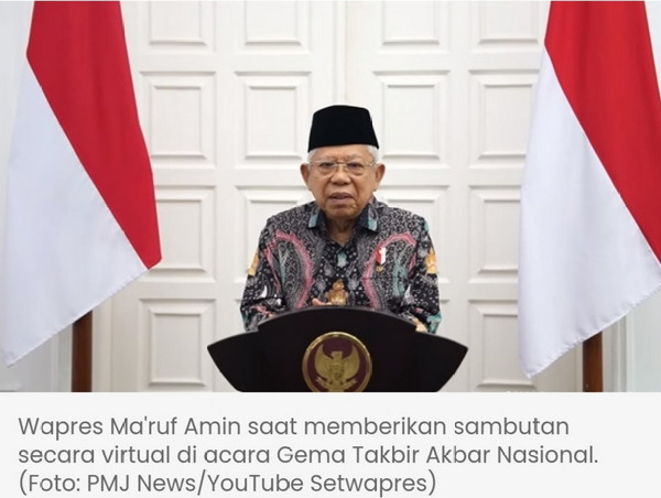 Ucapkan Selamat Idul Adha, Wapres: Terus Suarakan Pesan Kebajikan