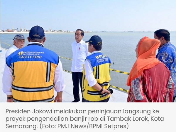 Jokowi Tinjau Proyek Pengendalian Banjir Rob di Tambak Lorok Semarang