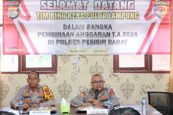 Wakapolres Pesisir Barat Sambut Baik Kunjungan Kerja Tim Biro Rena Polda Lampung