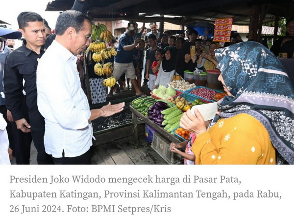 Presiden Jokowi Cek Harga di Pasar Pata Katingan