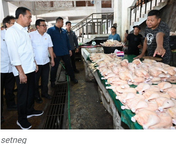 Presiden Jokowi Cek Harga dan Berikan Bantuan ke Pedagang di Pasar Temenggoeng Djaja Karti