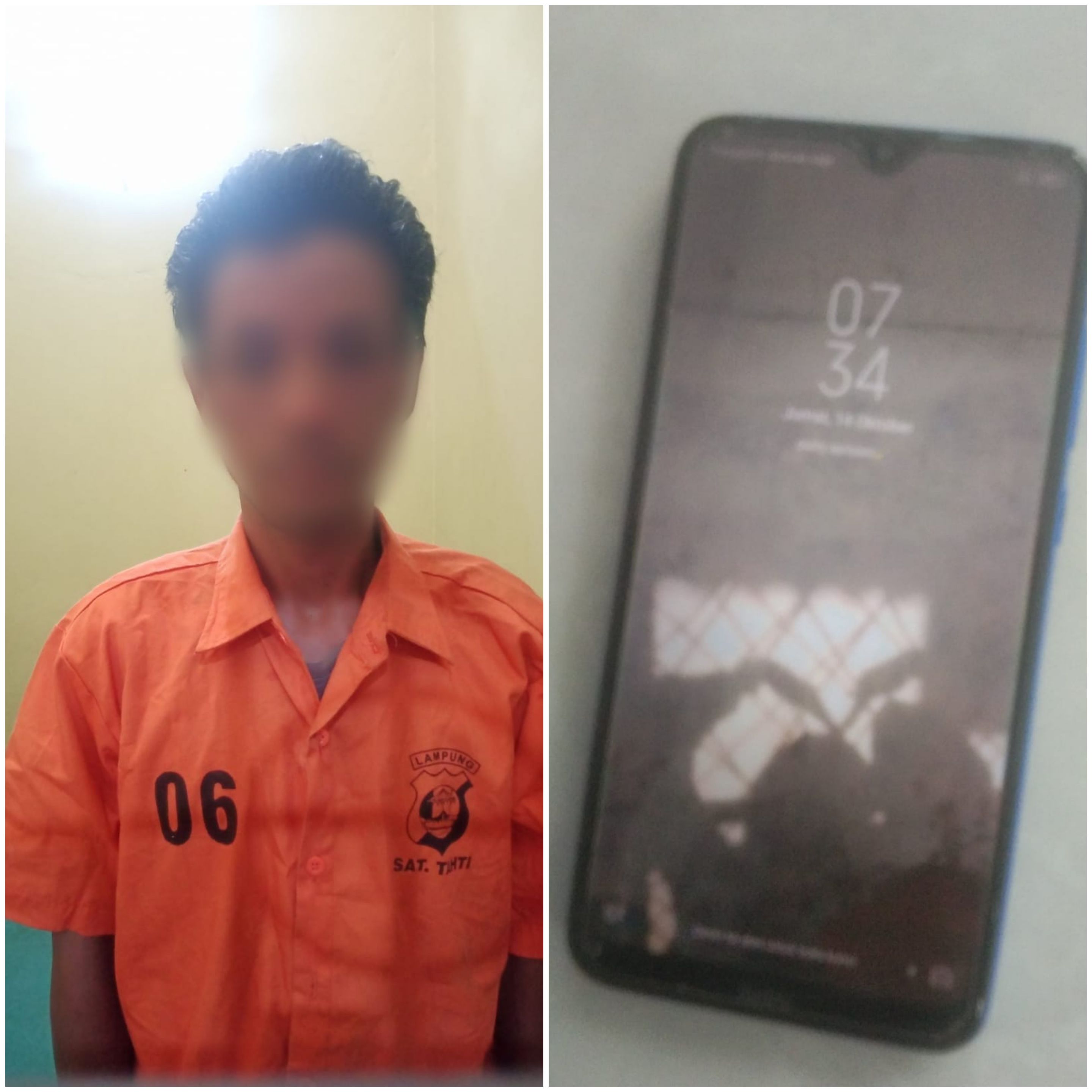 Tekab 308 Presisi Polsek Tegineneng Berhasil Amankan seorang Pria Pelaku Curat 1 (satu) unit Handphone