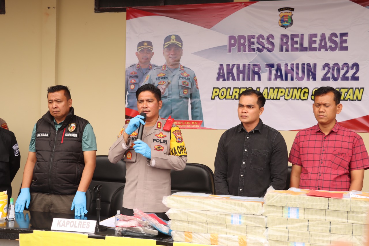 Release akhir tahun Polres Lampung Selatan,  berhasil selesaikan 70 % kasus C3