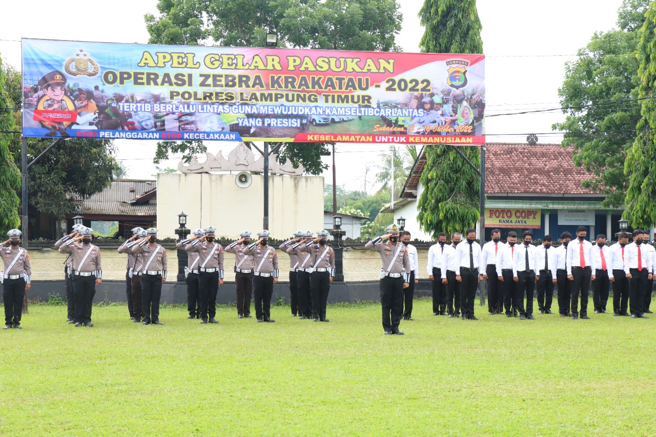Apel Gelar Pasukan Ops Zebra 2022, Polres Lampung Timur Akan Berikan Tindakan Yang Simpatik
