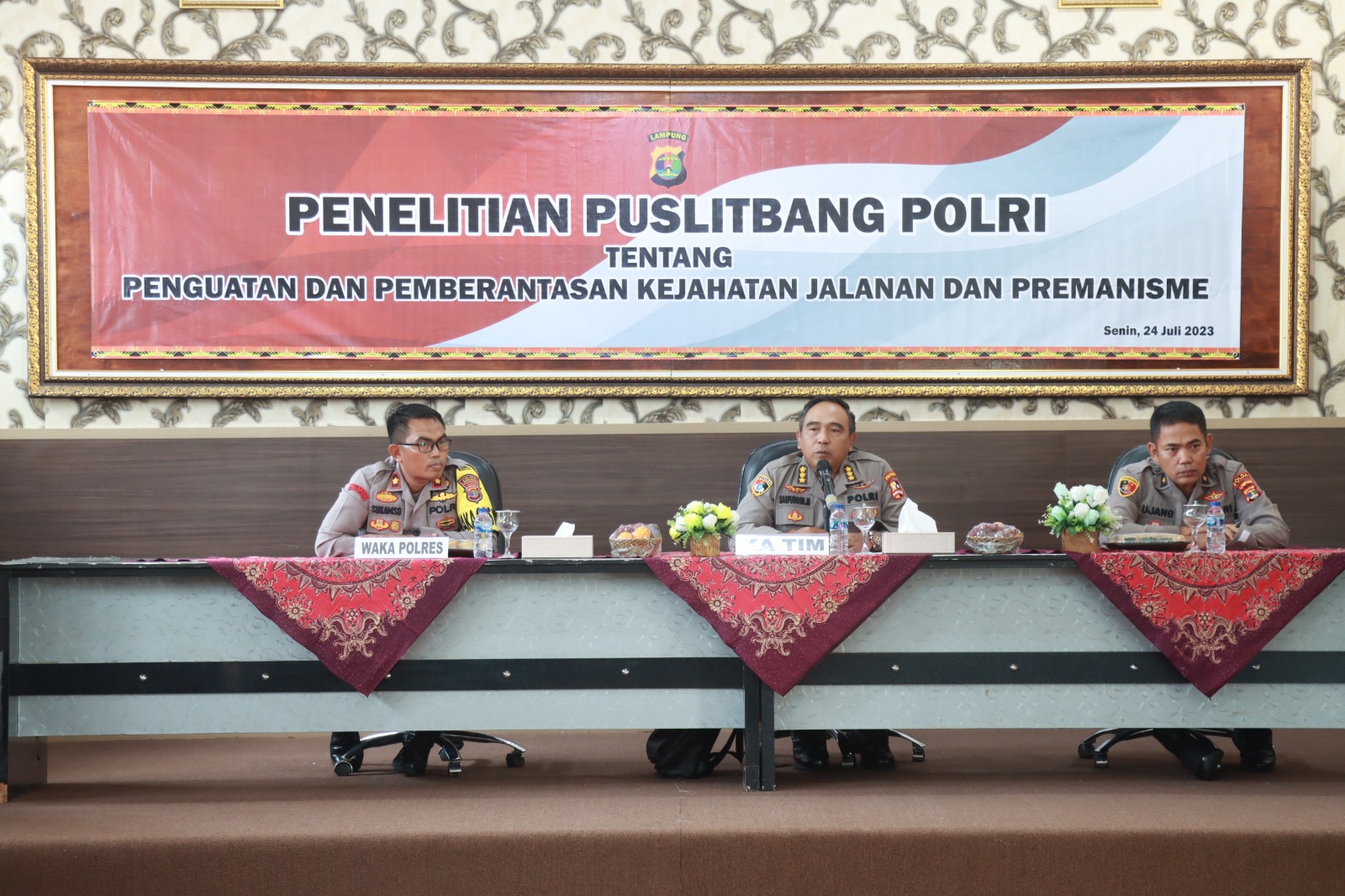 Ciptakan Harkamtibmas, Puslitbang Polri teliti terkait kejahatan Jalanan dan Aksi Premanisme di Lampung Selatan.